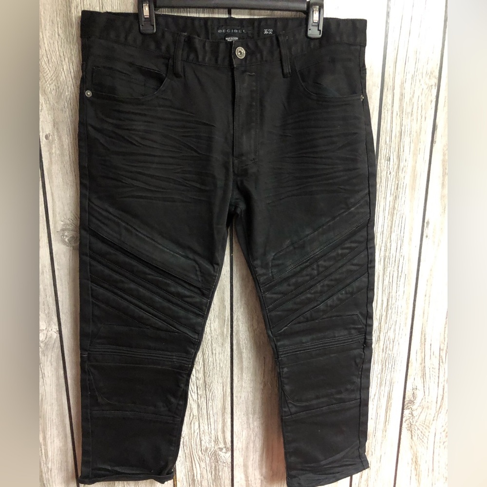 Decibel Men’s Black Denim Pants Black Moto Skinny Jeans 36/32 *See photos